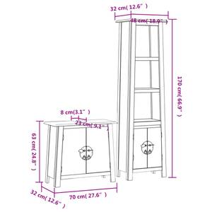 Badmöbel Set 3223456 (2-teilig) Braun - Massivholz - Holzart/Dekor - 70 x 63 x 32 cm