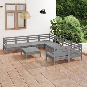 Garten-Lounge-Set Grau - Massivholz - Holzart/Dekor - 64 x 29 x 64 cm