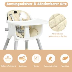 Babystuhl Umwandelbar mit 5-Punkt-Gurt Beige - Kunststoff - 62 x 93 x 59 cm