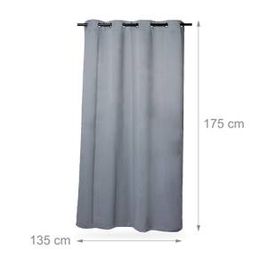 6x Rideaux gris obscurant 175x135 cm Gris - Métal - Textile - 135 x 175 x 1 cm