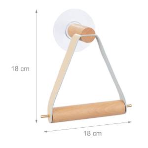 Toilettenpapierhalter Holz mit Band Beige - Braun - Holzwerkstoff - Kunststoff - 18 x 18 x 8 cm