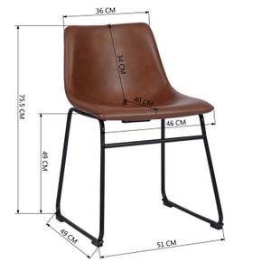 Lot de 2 chaises vintage marron Marron - Cuir synthétique - 53 x 77 x 47 cm