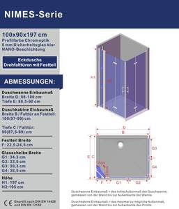 Eckdusche Duschablage barrierefrei 100 x 90 cm