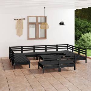 Garten-Lounge-Set Schwarz - Massivholz - Holzart/Dekor - 64 x 29 x 64 cm