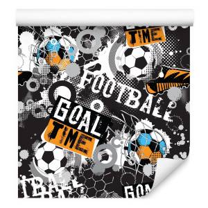 Papier Peint football graffiti sport Noir - Bleu - Gris - Orange - Blanc - Papier - 53 x 1000 x 1000 cm