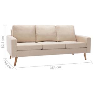 3-Sitzer-Sofa Creme Stoff Cremeweiß