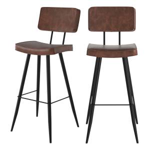 Tabouret de bar Texas (Lot de 2) Marron foncé