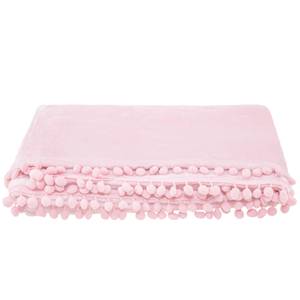 Kuscheldecke mit Pompons 200x220cm Rosa Pink - Textil - 200 x 220 x 2 cm
