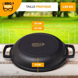 Cocotte gusseisen Bräter 6,7L - 2in1 Schwarz - Metall - 31 x 18 x 29 cm