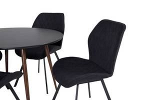 Essgruppe Plaza 23 (5-teilig) Schwarz - Massivholz - 100 x 75 x 100 cm