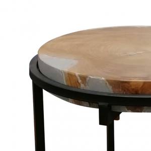 Bout canapé/Table d'appoint teck/ciment Marron - En partie en bois massif - 54 x 55 x 54 cm