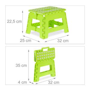 Tabouret pliable en vert Vert - Blanc - Matière plastique - 35 x 22 x 28 cm