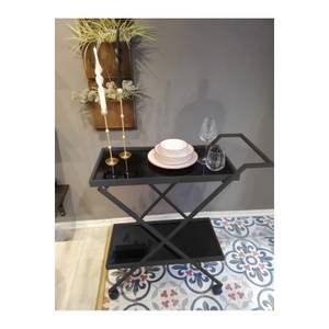 Servierwagen 80 x 80 x 35 cm Schwarz - Glas - 80 x 80 x 35 cm