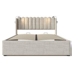 Lit double M287 Beige - Bois manufacturé - 145 x 103 x 206 cm