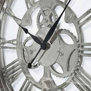 Wanduhr Gear Silber - Metall - 60 x 60 x 6 cm