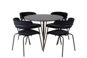 Essgruppe Plaza 17 (5-teilig) Schwarz - Massivholz - 100 x 75 x 100 cm