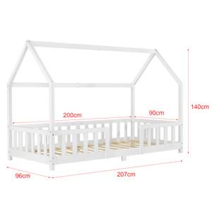 Lit enfant Sisimiut Pin 200 x 90 cm Blanc - 96 x 140 x 207 cm