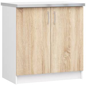 Meuble de Cuisine bas LIMA 80 2T Marron - Blanc - Bois manufacturé - 80 x 82 x 45 cm