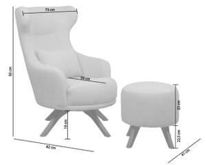 Ohrensessel Boss Drehsessel Relaxsessel Weiß - Massivholz - 90 x 93 x 82 cm