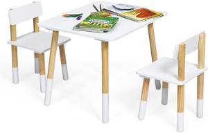 3-teiliges Kindersitzgruppe Holz Weiß - Holzwerkstoff - 50 x 49 x 59 cm