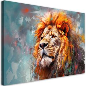 Canvas Bild Tierischer Löwe Abstraktion 90 x 60 cm