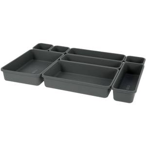 Schubladenorganisatoren 8er Set Anthrazit - Tiefe: 16 cm