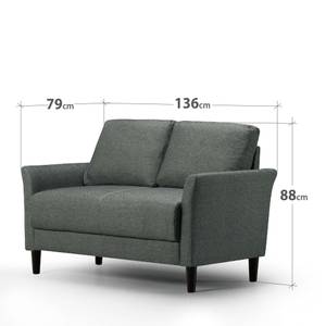 Sofa JACKIE 2-Sitzer Grau - Holzwerkstoff - Holzart/Dekor - Holz teilmassiv - 79 x 88 x 136 cm