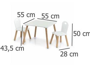 Kinder-Sitzgarnitur "Scandi", 3-tlg Weiß - Holzwerkstoff - 55 x 55 x 1 cm