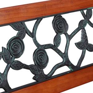 Banc de jardin avec motif roses Marron - Vert - Bois manufacturé - Métal - Matière plastique - 125 x 73 x 53 cm