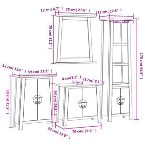 Badmöbel Set 3223464 (4-teilig) Braun - Massivholz - Holzart/Dekor - 70 x 63 x 32 cm