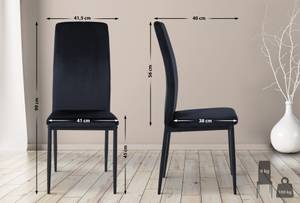 chaise salle à manger Savino Lot de 4 Noir - Fourrure synthétique