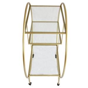 Servierwagen Minibar Cart 3 Etagen Gold Gold - Glas - Metall - 37 x 83 x 83 cm