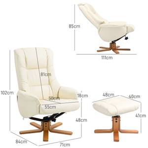 Relaxsessel mit Hocker 839-962V00CW Cremeweiß