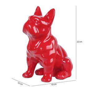 Statue chien boston terrier H22cm - HARU Rouge - Porcelaine - 19 x 22 x 12 cm