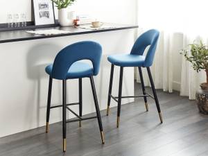 Tabouret de bar FALTON Noir - Bleu - Doré