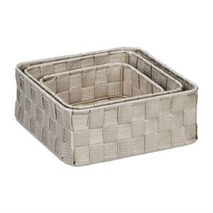 Lot de 3 paniers de rangement Gris - Métal - Matière plastique - 24 x 10 x 24 cm