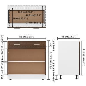 Küchenschrank 3015789-16 Braun - Eiche Dunkel - 80 x 46 cm