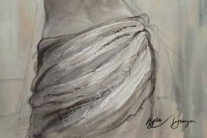 Tableau peint Dance of Sensuality Gris - Blanc - Bois massif - Textile - 60 x 80 x 4 cm