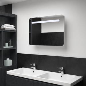 Badezimmerschrank Weiß - Holzwerkstoff - 80 x 55 x 10 cm