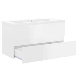 Meuble lavabo avec bassin 3007833-3 Blanc brillant - Largeur : 90 cm