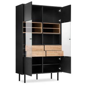 Vitrinenschränk LOFTY TV/HiFi-Einlage Schwarz - Braun - Eiche Dekor