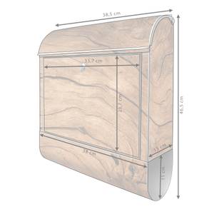 Briefkasten Stahl Trockenes Holz Grau - Metall - 38 x 46 x 13 cm