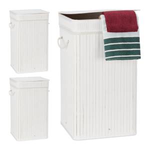 Lot de 3 corbeilles linge Bambou blanc Blanc