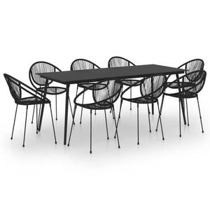 Garten-Essgruppe (9-teilig) 3060224 Schwarz - Polyrattan - 90 x 74 x 190 cm