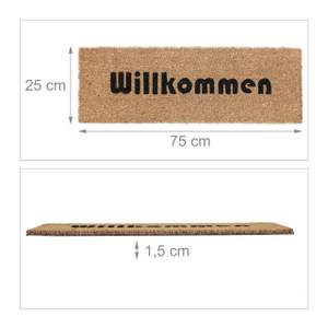 Kokos Fußmatte Willkommen schmal Schwarz - Braun - Naturfaser - Kunststoff - 75 x 2 x 25 cm
