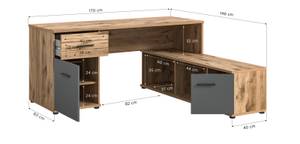 Bureau de maçon Gris - En partie en bois massif - 170 x 76 x 151 cm