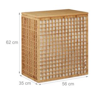 Bambus Wäschesammler mit 2 Fächern Braun - Bambus - Textil - 56 x 62 x 35 cm