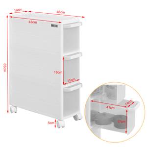 Chariot de Stockage FRG41-K-W Blanc - Matière plastique - 18 x 65 x 43 cm