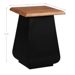 Table d'appoint 30x45x30cm nature/noir Noir - Marron - Métal - Bois massif - 30 x 45 x 30 cm