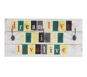 Vestiaire murale Love-Life D13 Blanc - Bois/Imitation - En partie en bois massif - 60 x 30 x 8 cm
